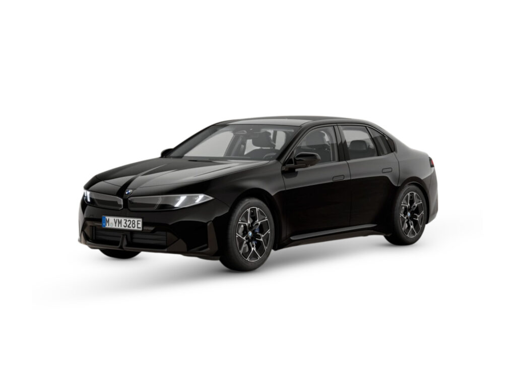 BMW i3 50 xDrive Limuzyna — niebieski — widok na białym tle