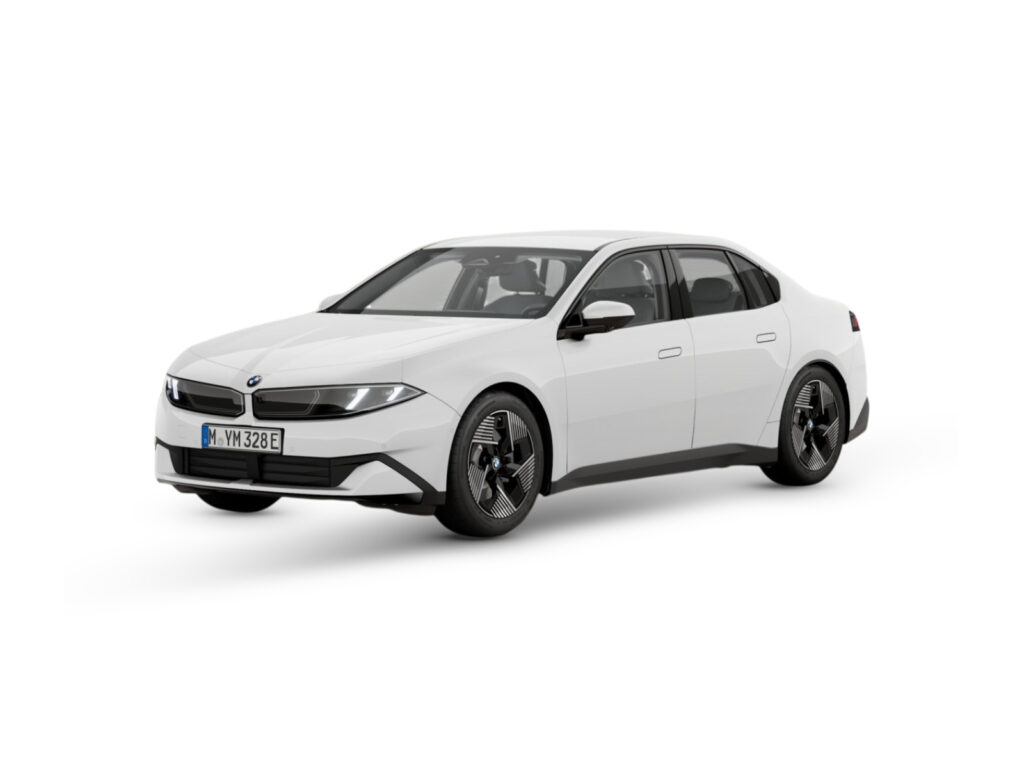 BMW i3 50 xDrive Limuzyna — niebieski — widok na białym tle
