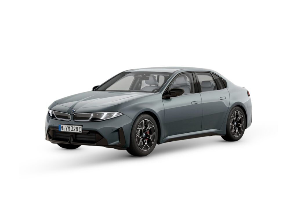 BMW i3 50 xDrive Limuzyna — niebieski — widok na białym tle
