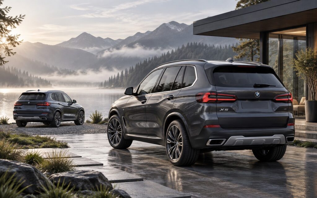 SUV-y BMW nad jeziorem