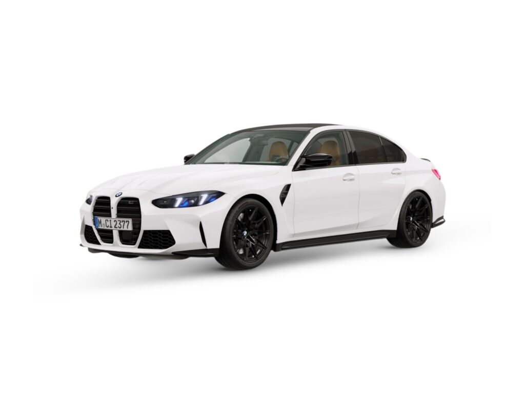 BMW M3 Competition M xDrive Limuzyna 530 KM — wizualizacja w kolorze białym — lakier Individual